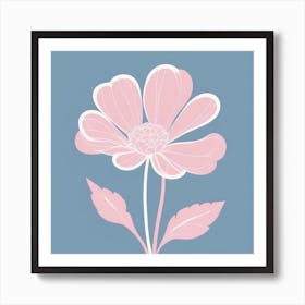 A White And Pink Flower In Minimalist Style Square Composition 670 Art Print