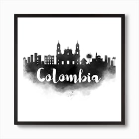 Watercolor Colombia Skyline Art Print