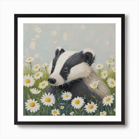 Baby Badger Fairycore Painting 1 Art Print