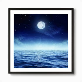 Abstract Dream Astronomy Landscape Celestial Ocean Cloud Halloween Light Moon Full Moon W (26) Art Print