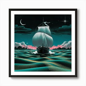 Ship In The Night Art Print