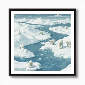 Polar Bears In The Arctic Art Print