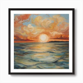 Sunset Over The Ocean Art Print