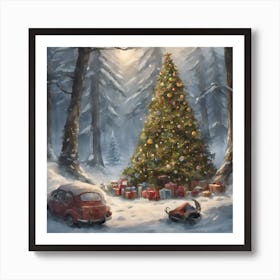 Christmas Tree In The Woods Art Print