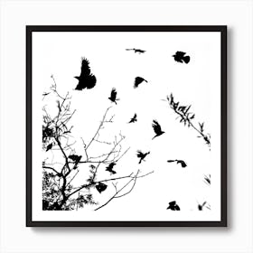 Black And White Crows Art Print