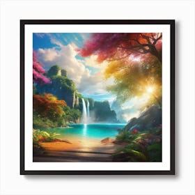Waterfall In The Forest 36 Art Print