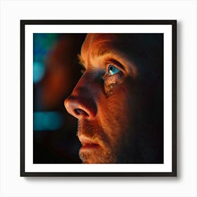 Man Staring At Computer Screen Art Print