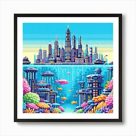 8-bit underwater city 3 Art Print