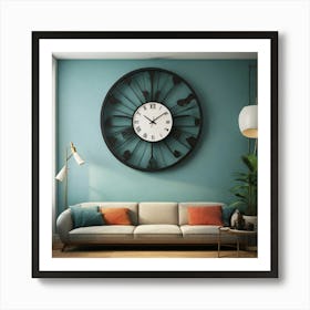 Clock In A Living Room Art Print