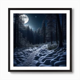 Full Moon In The Forest Art Print