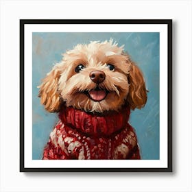 Christmas Golden Dog 1 Art Print