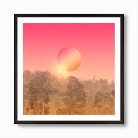 Big Sun In The Woods Square Art Print