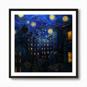 Attractive building at night Art Print