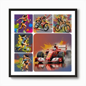 Sports In Action Art Print