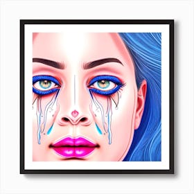 Blue Face With Tears Art Print