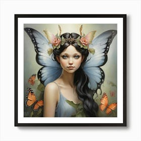 Fairy With Butterfly Wings Art Print 3 Póster