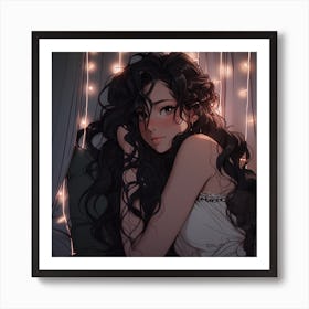 Anime Girl With Long Hair Art Print