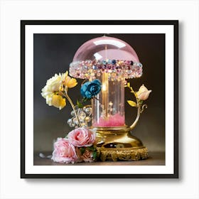 Cloche De Verre Lampe Rose (1) Art Print