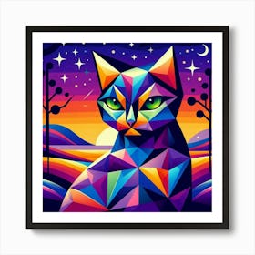 Jett Low Poly Cat Art Print