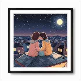 Couple Sitting Together Art Print (2) Art Print