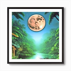Full Moon In The Jungle 5 Art Print