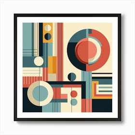 Retro Inspired Geometric Abstract Art With Bold Colors And Clean Lines, Style Mid Century Modern Art 2 Art Print