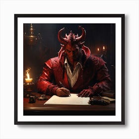 Devil Write A Contract Art Print