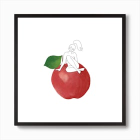 Apple Girl Square Art Print