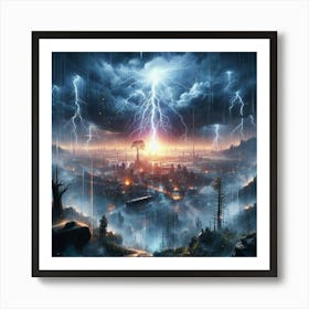 Lightning City Art Print