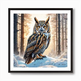 Owl In The Woods 55 Art Print