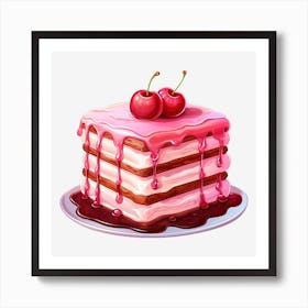 Cake With Cherries 1 Art Print