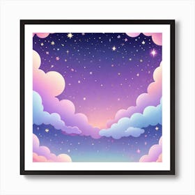 Sky With Twinkling Stars In Pastel Colors Square Composition 251 Art Print