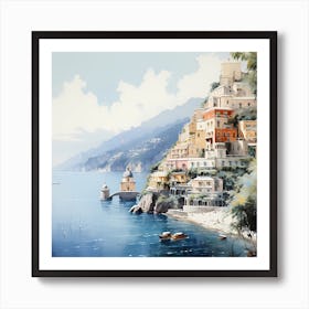 Serene Spectacle: Positano's Vibrancy in Watercolour Art Print