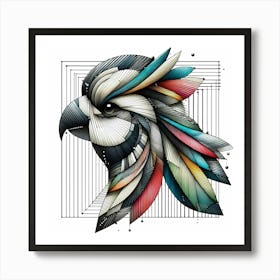 Parrot Head - Abstract Line Art Illustration 108 Art Print