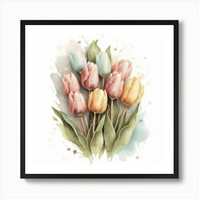 Watercolor Tulips 1 Art Print