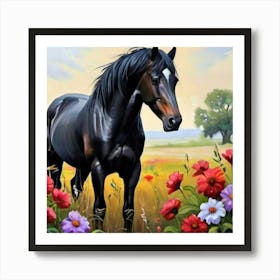 Black Horse Art Print