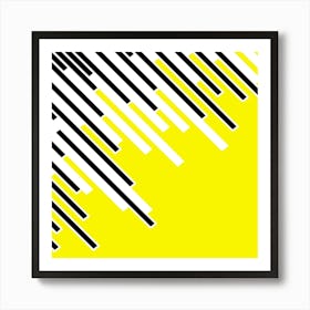 Abstract Yellow And Black Lines 1 Art Print