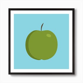 Green Apple Icon In Flat Design Art Print