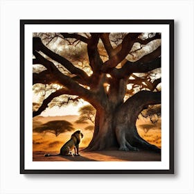 Lion Under The Tree 7 Art Print