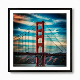 golden gate bridge at sunset Art Print