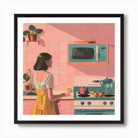 Girl In The Kitchen Art Print