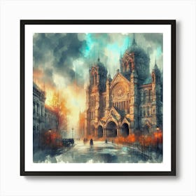 Paris Cathedral Painting Art Print