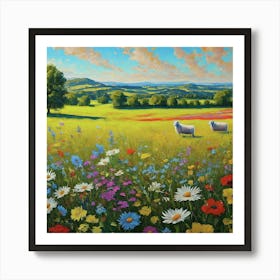 Sheep In A Meadow 1 Art Print