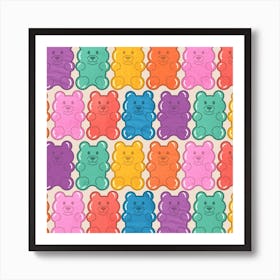 Rainbow Jelly Bears Square Art Print