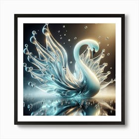 Swan In Water Art Print