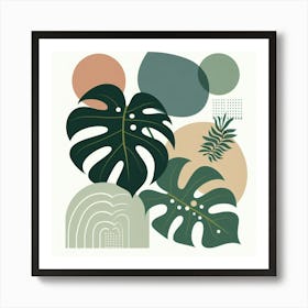 Scandinavian style, Large green monstera leaves 1 Art Print