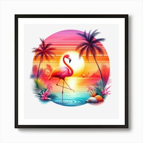 Sunset Flamingo Art Print