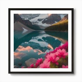 Sunset At Lake Banff Art Print