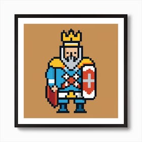 Pixel Art Medieval King Poster Art Print