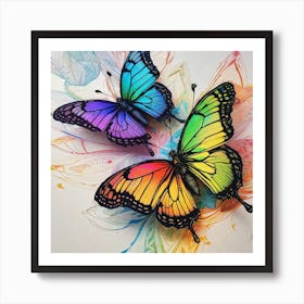 Rainbow Butterflies 7 Art Print